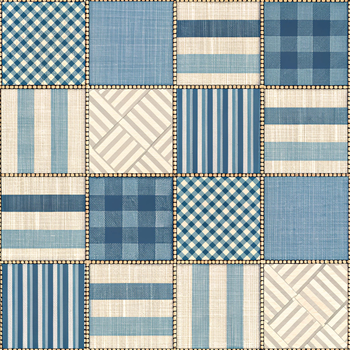 Denium Patchwork Pattern 7 Quilting Cotton Fabric
