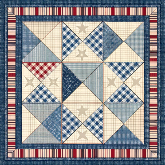 Denium Patchwork Pattern 8 Quilting Cotton Fabric