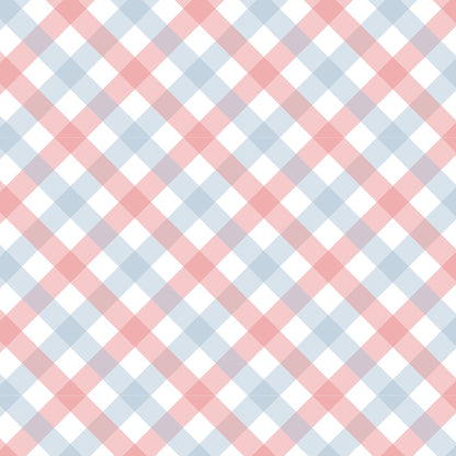 Diagonal Gingham Spindle on Peach Puff Quilting Cotton Fabric