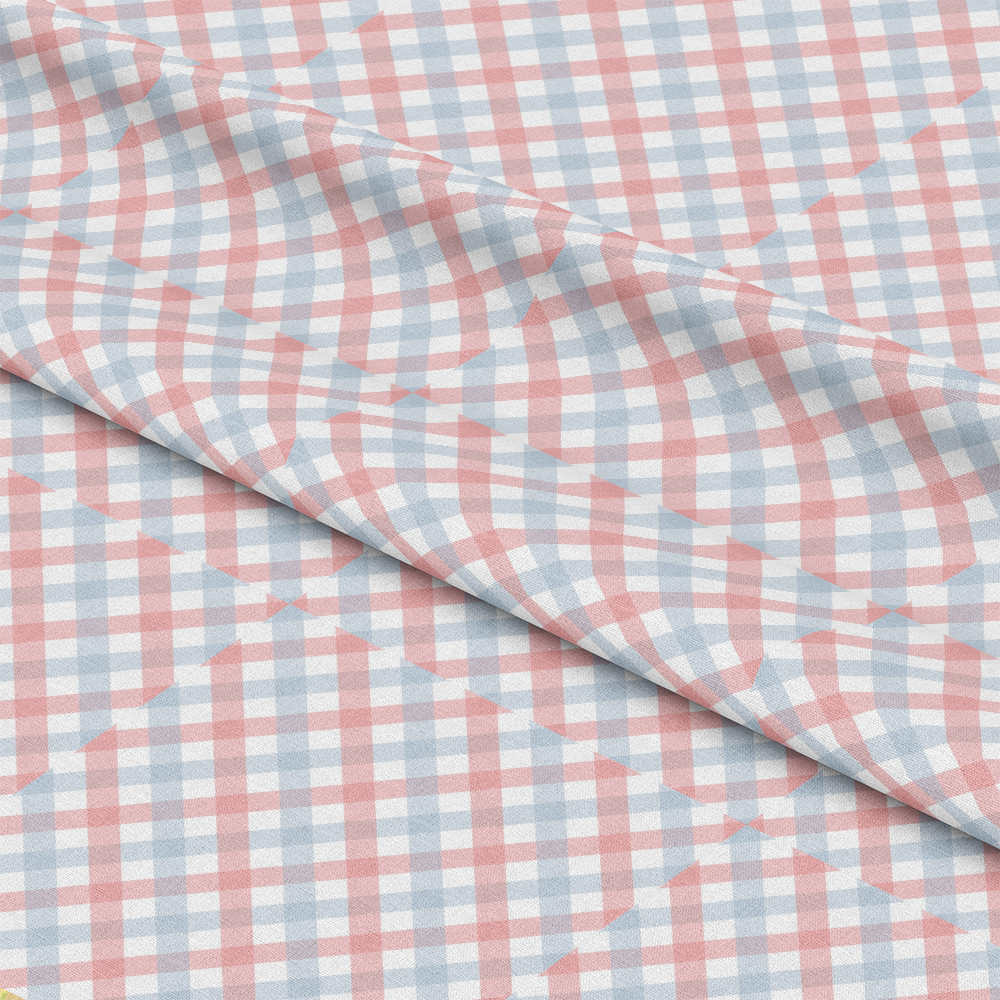 Diagonal Gingham Spindle on Peach Puff Quilting Cotton Fabric