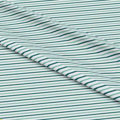 Diagonal Stripes Mint and Teal Quilting Cotton Fabric