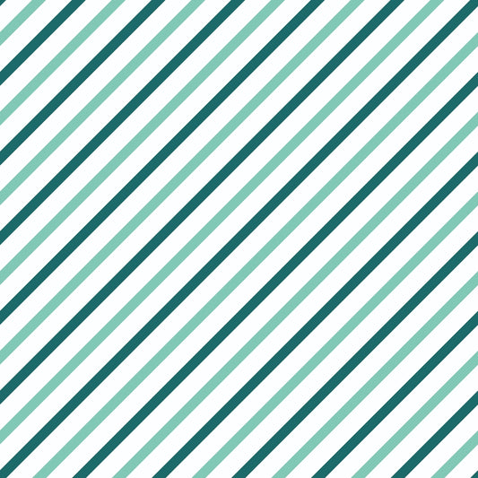 Diagonal teal and green stripes on a white background.