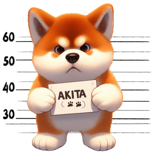 Doggie Mugshots Akita Fabric Panel