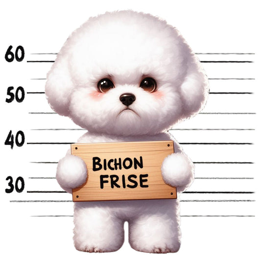 Doggie Mugshots Bichon Frise Fabric Panel