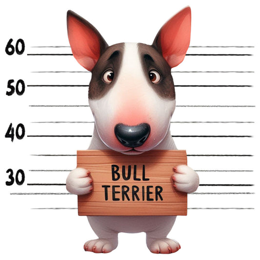 Doggie Mugshots Bull Terrier Fabric Panel