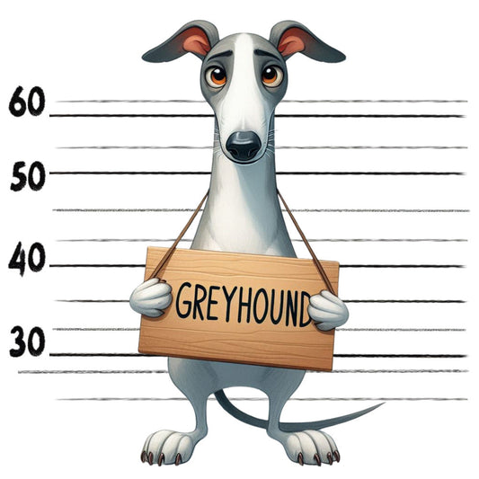 Doggie Mugshots Greyhound Fabric Panel
