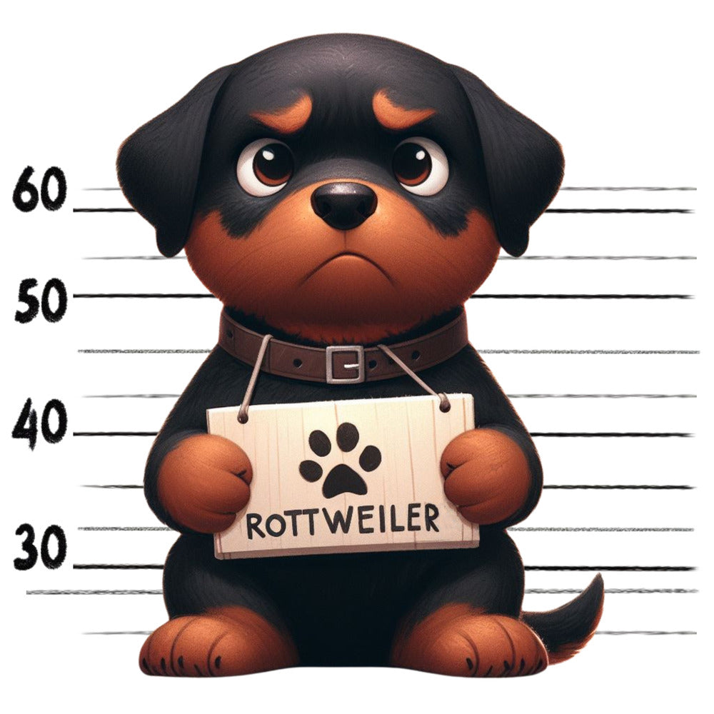 Doggie Mugshots Rottweiler Fabric Panel