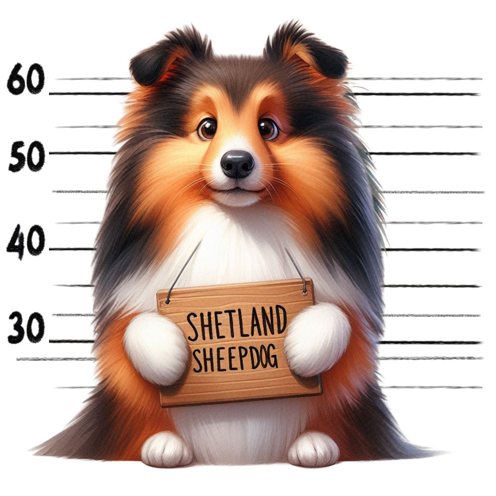 Doggie Mugshots Shetland Sheepdog Fabric Panel