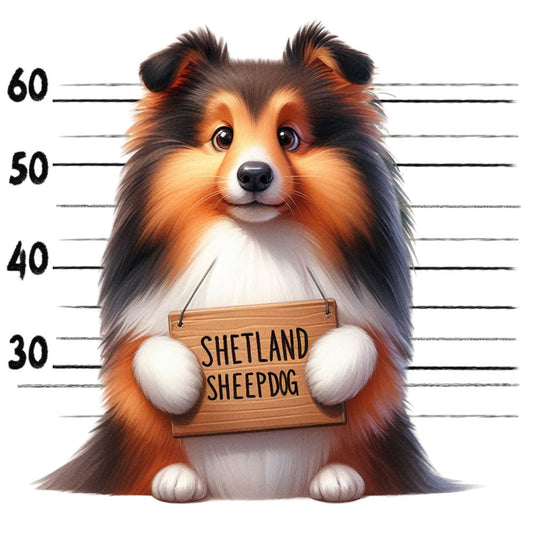 Doggie Mugshots Shetland Sheepdog Fabric Panel