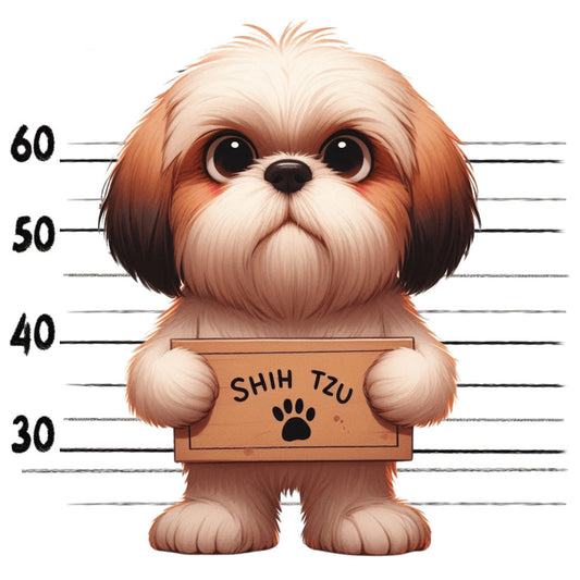 Doggie Mugshots Shih Tzu Fabric Panel