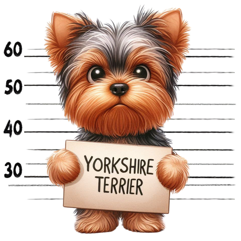 Doggie Mugshots Yorkshire Terrier Fabric Panel