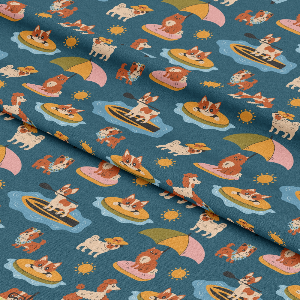 Dogs on the Beach Quilting Cotton Fabric