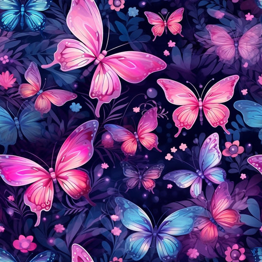 Dreamy Butterflies Purple and Pink Pattern 1 Quilting Cotton Fabric