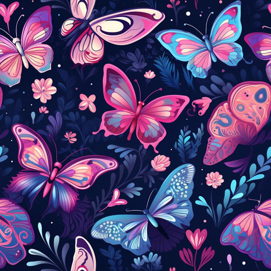 Dreamy Butterflies Purple and Pink Pattern 10 Quilting Cotton Fabric