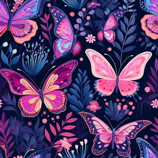 Dreamy Butterflies Purple and Pink Pattern 11 Quilting Cotton Fabric