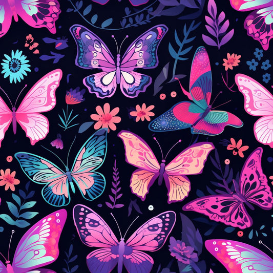 Dreamy Butterflies Purple and Pink Pattern 12 Quilting Cotton Fabric