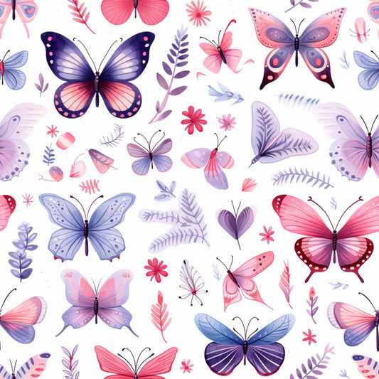 Dreamy Butterflies Purple and Pink Pattern 14 Quilting Cotton Fabric