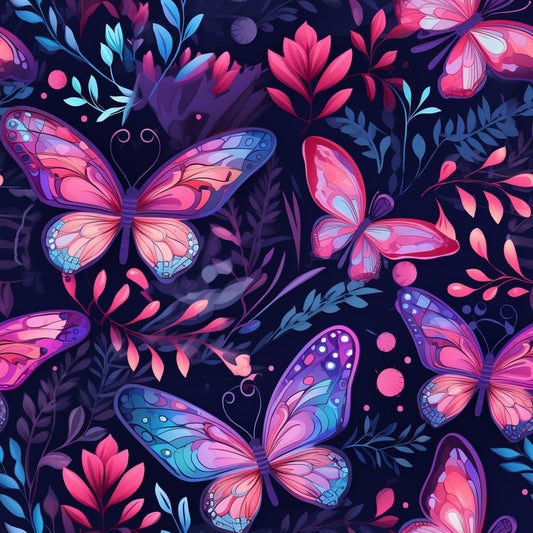 Dreamy Butterflies Purple and Pink Pattern 15 Quilting Cotton Fabric