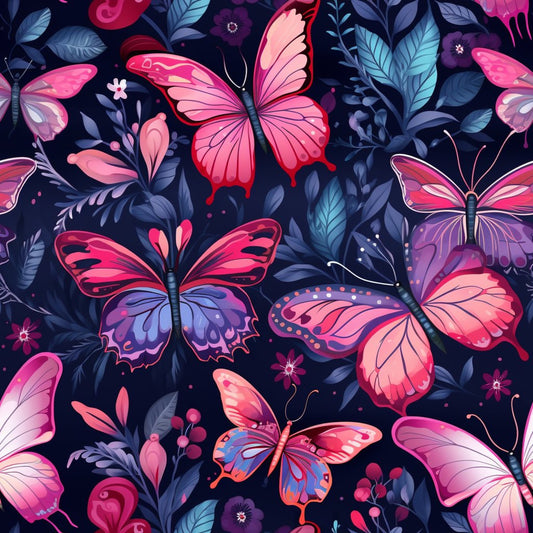 Dreamy Butterflies Purple and Pink Pattern 17 Quilting Cotton Fabric