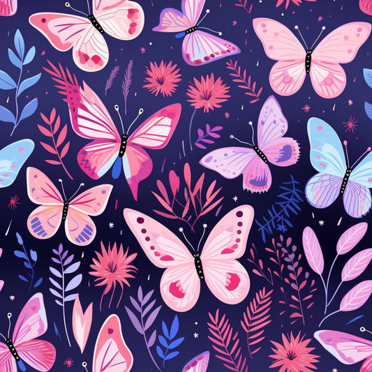 Dreamy Butterflies Purple and Pink Pattern 2 Quilting Cotton Fabric