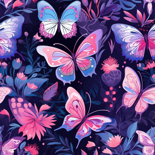 Dreamy Butterflies Purple and Pink Pattern 3 Quilting Cotton Fabric
