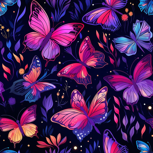 Dreamy Butterflies Purple and Pink Pattern 4 Quilting Cotton Fabric