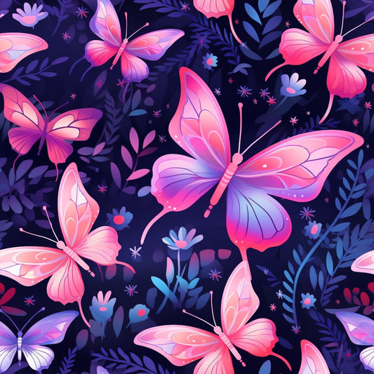 Dreamy Butterflies Purple and Pink Pattern 7 Quilting Cotton Fabric