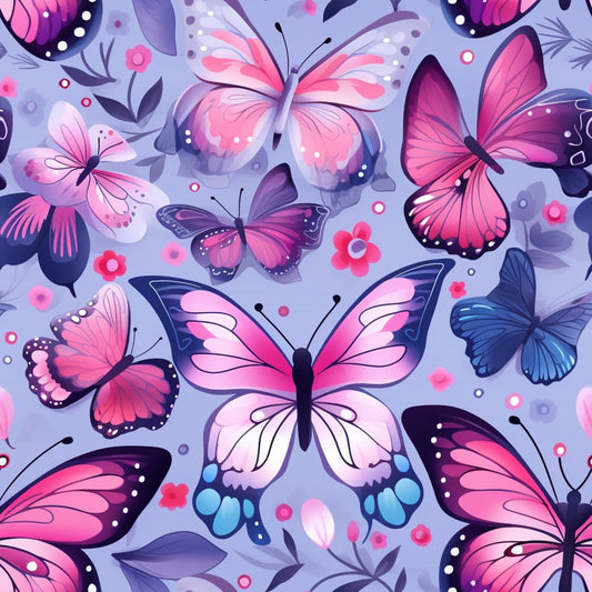 Dreamy Butterflies Purple and Pink Pattern 8 Quilting Cotton Fabric