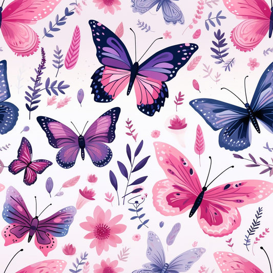 Dreamy Butterflies Purple and Pink Pattern 9 Quilting Cotton Fabric
