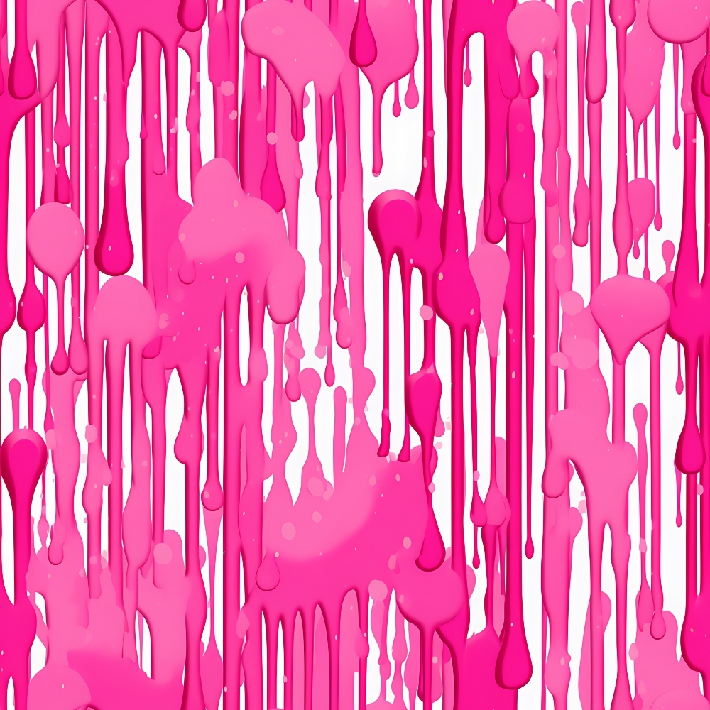 Drips of varying shades of pink paint flow down a white background.