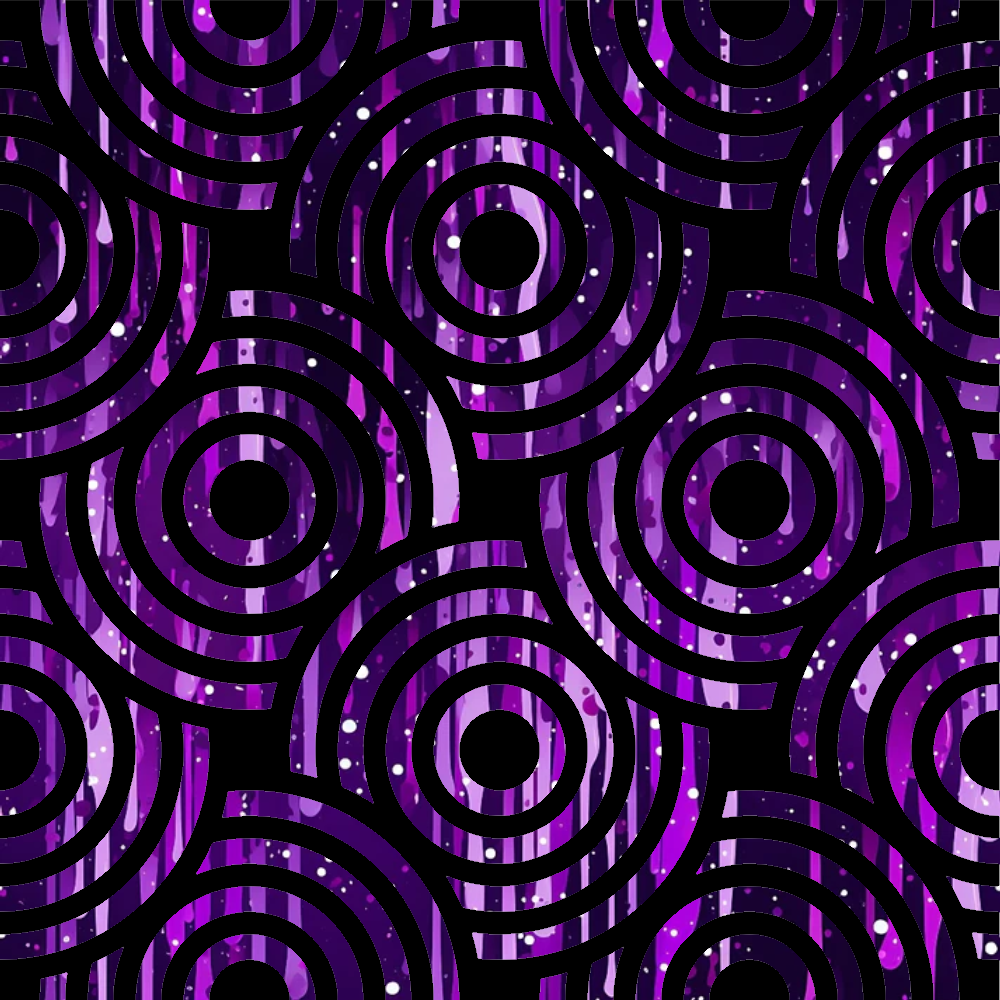 purple, violet, magenta, lilac, concentric circles, geometric pattern, liquid drips, abstract design, modern art, psychedelic, ripples, waves, quilting cotton, fabric panel, contemporary, flowing design, circular motifs, gradient effect, artistic print, mesmerizing pattern