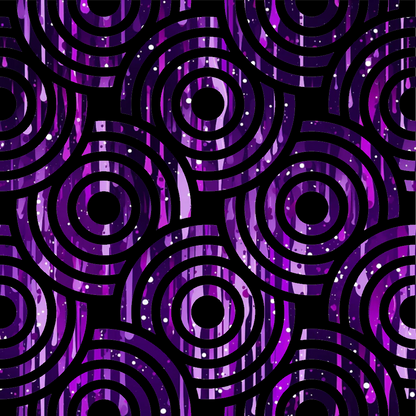 purple, violet, magenta, lilac, concentric circles, geometric pattern, liquid drips, abstract design, modern art, psychedelic, ripples, waves, quilting cotton, fabric panel, contemporary, flowing design, circular motifs, gradient effect, artistic print, mesmerizing pattern
