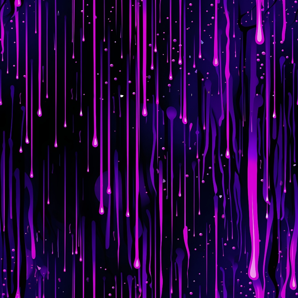 Purple and pink paint drips down a dark background, creating a dynamic, abstract pattern with various shades and streaks.