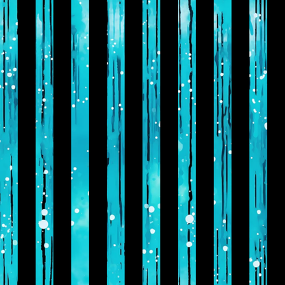 turquoise, aqua, cyan, black, dripping liquid, vertical stripes, paint drips, flowing streams, water drops, bubbles, splashes, modern abstract, contemporary design, quilting cotton, fabric panel, liquid motion, streaming pattern, wet paint effect, artistic drips, fluid design