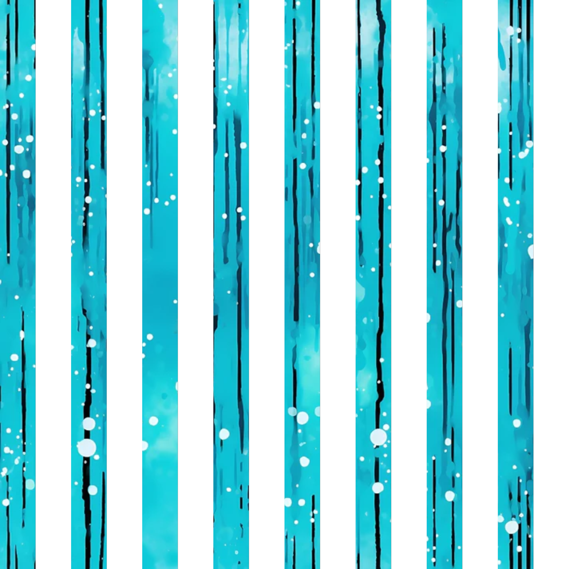turquoise, aqua, teal, white, dripping pattern, liquid design, vertical stripes, water droplets, flowing lines, abstract design, modern pattern, quilting cotton, fabric panel, contemporary art, fluid motion, paint drips, artistic pattern, geometric elements, bright colors, crafting material