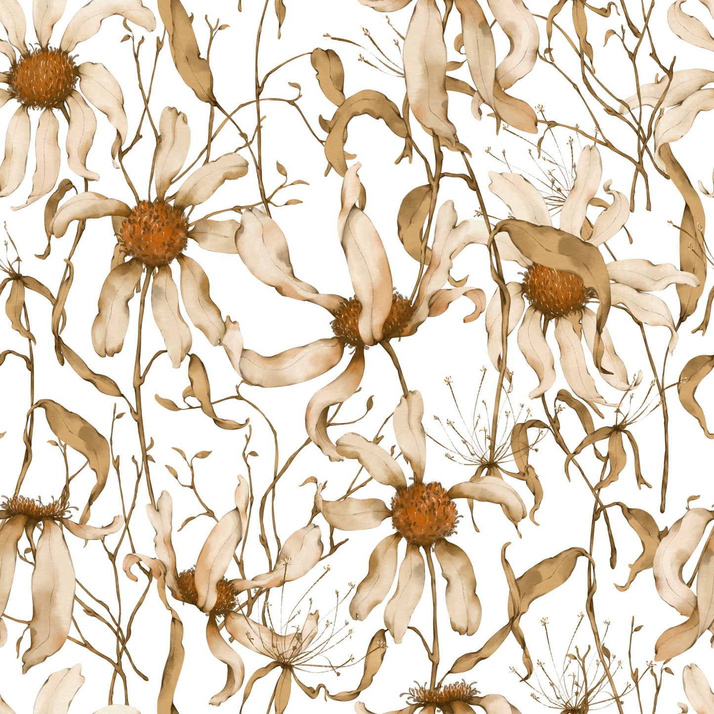 Dry Daisy Pattern 1 Quilting Cotton Fabric