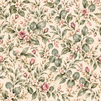 Dusty Rose Cottage Garden Pattern 1 Quilting Cotton Fabric