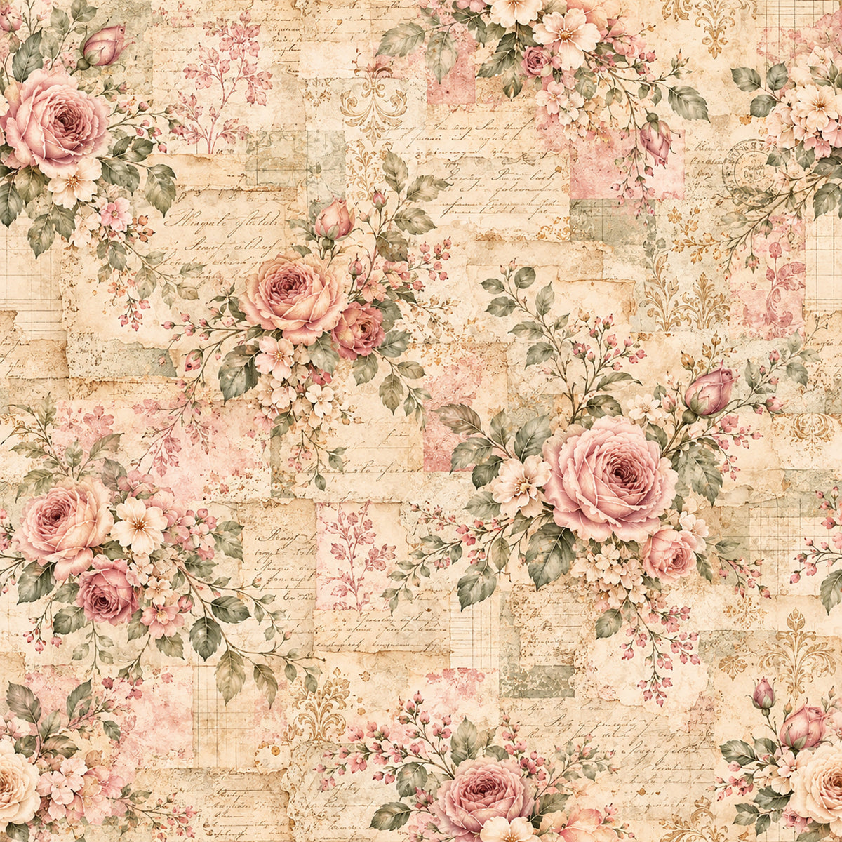 Dusty Rose Cottage Garden Pattern 4 Quilting Cotton Fabric