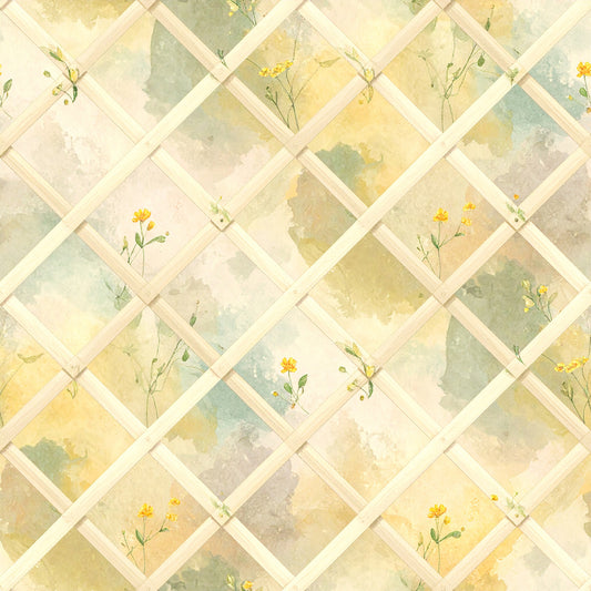 Dusty Yellow Cottage Garden Pattern 12 Quilting Cotton Fabric
