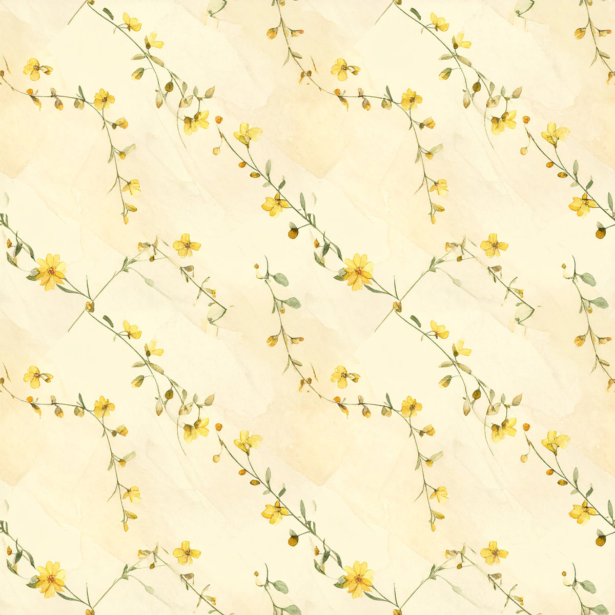 Dusty Yellow Cottage Garden Pattern 17 Quilting Cotton Fabric