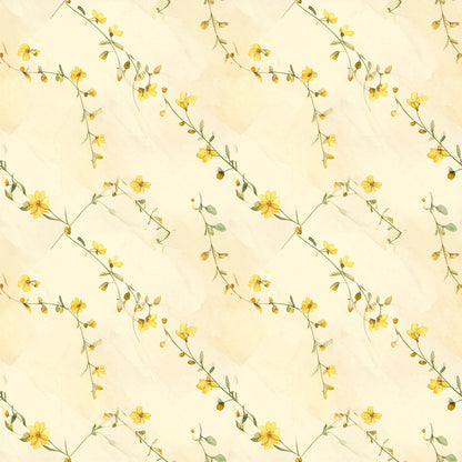 Dusty Yellow Cottage Garden Pattern 17 Quilting Cotton Fabric