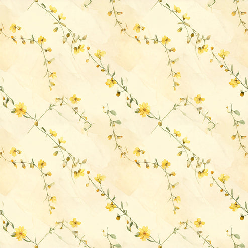 Dusty Yellow Cottage Garden Pattern 17 Quilting Cotton Fabric by the ...