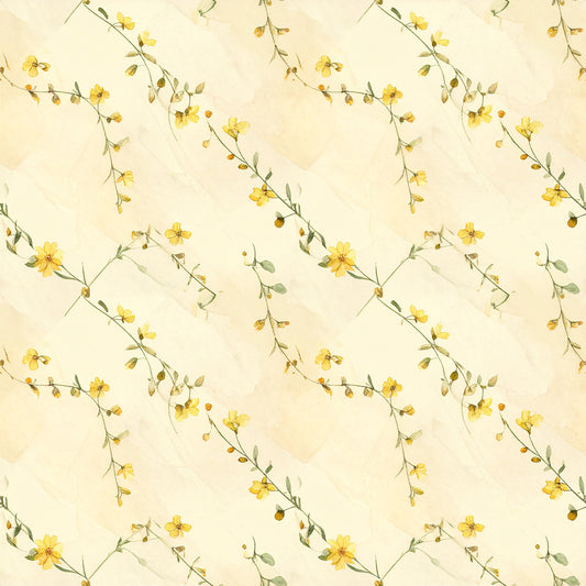 Dusty Yellow Cottage Garden Pattern 17 Quilting Cotton Fabric