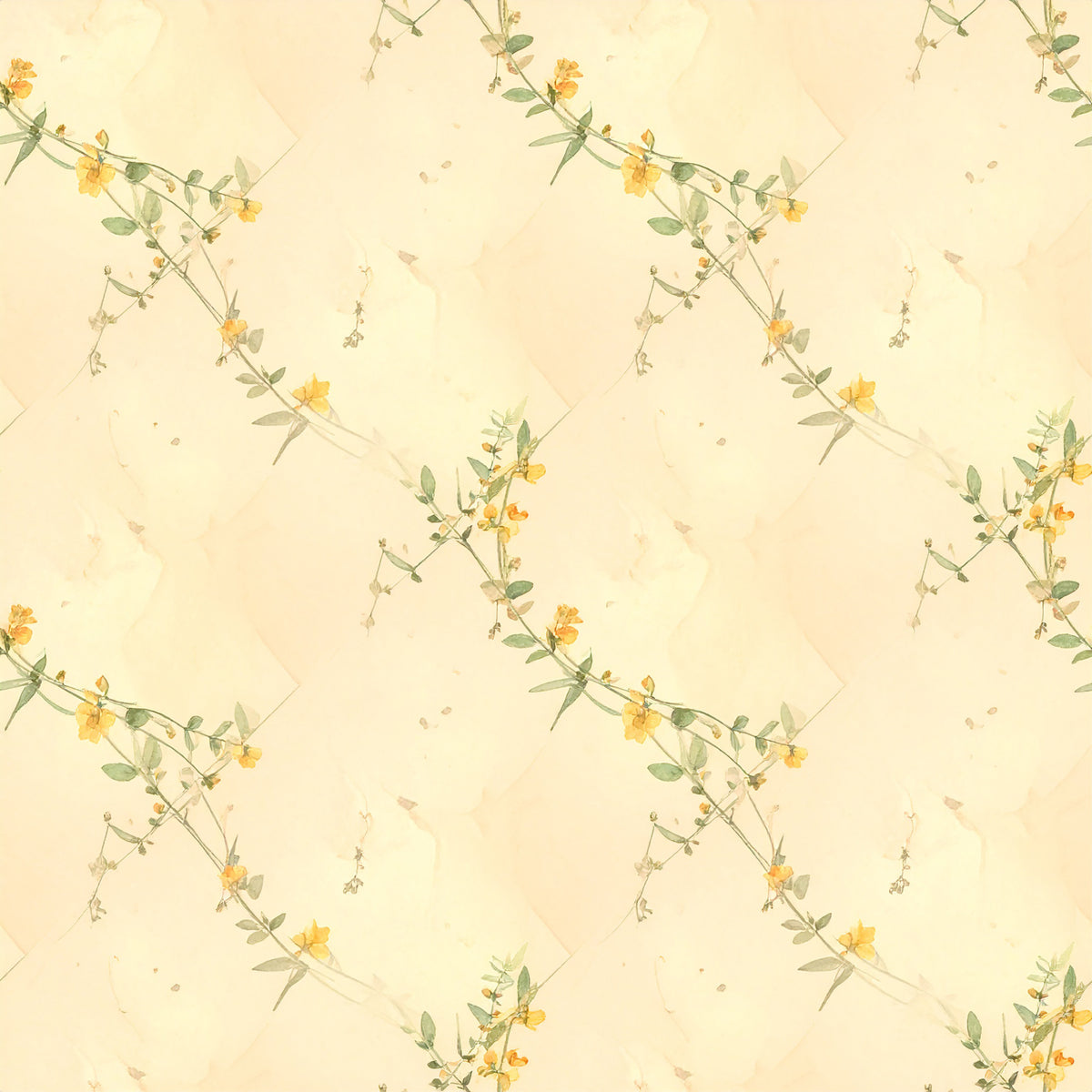 Dusty Yellow Cottage Garden Pattern 18 Quilting Cotton Fabric