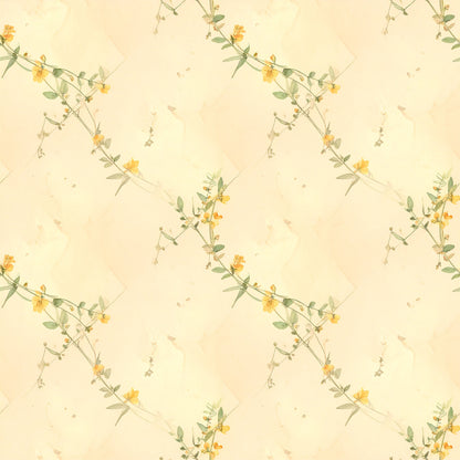 Dusty Yellow Cottage Garden Pattern 18 Quilting Cotton Fabric