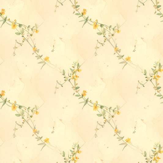 Dusty Yellow Cottage Garden Pattern 18 Quilting Cotton Fabric