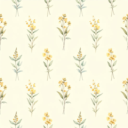 Dusty Yellow Cottage Garden Pattern 19 Quilting Cotton Fabric