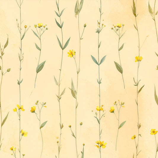 Dusty Yellow Cottage Garden Pattern 26 Quilting Cotton Fabric