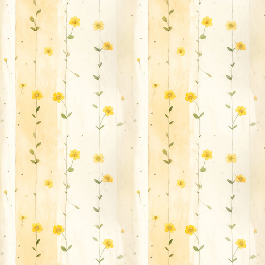Dusty Yellow Cottage Garden Pattern 7 Quilting Cotton Fabric