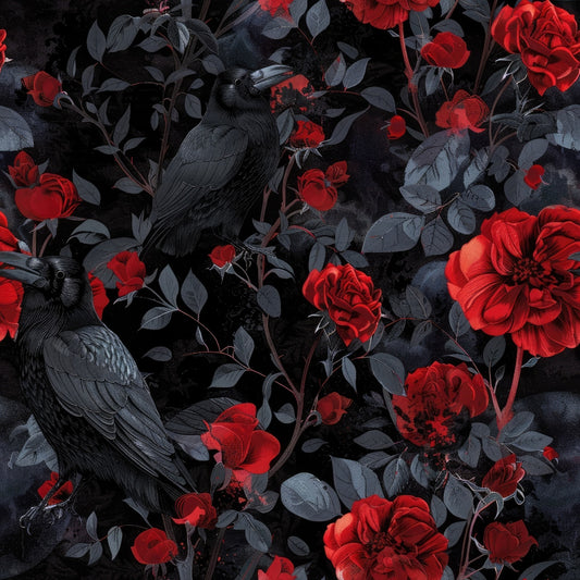 Evil Crows and Roses Pattern 11 Quilting Cotton Fabric